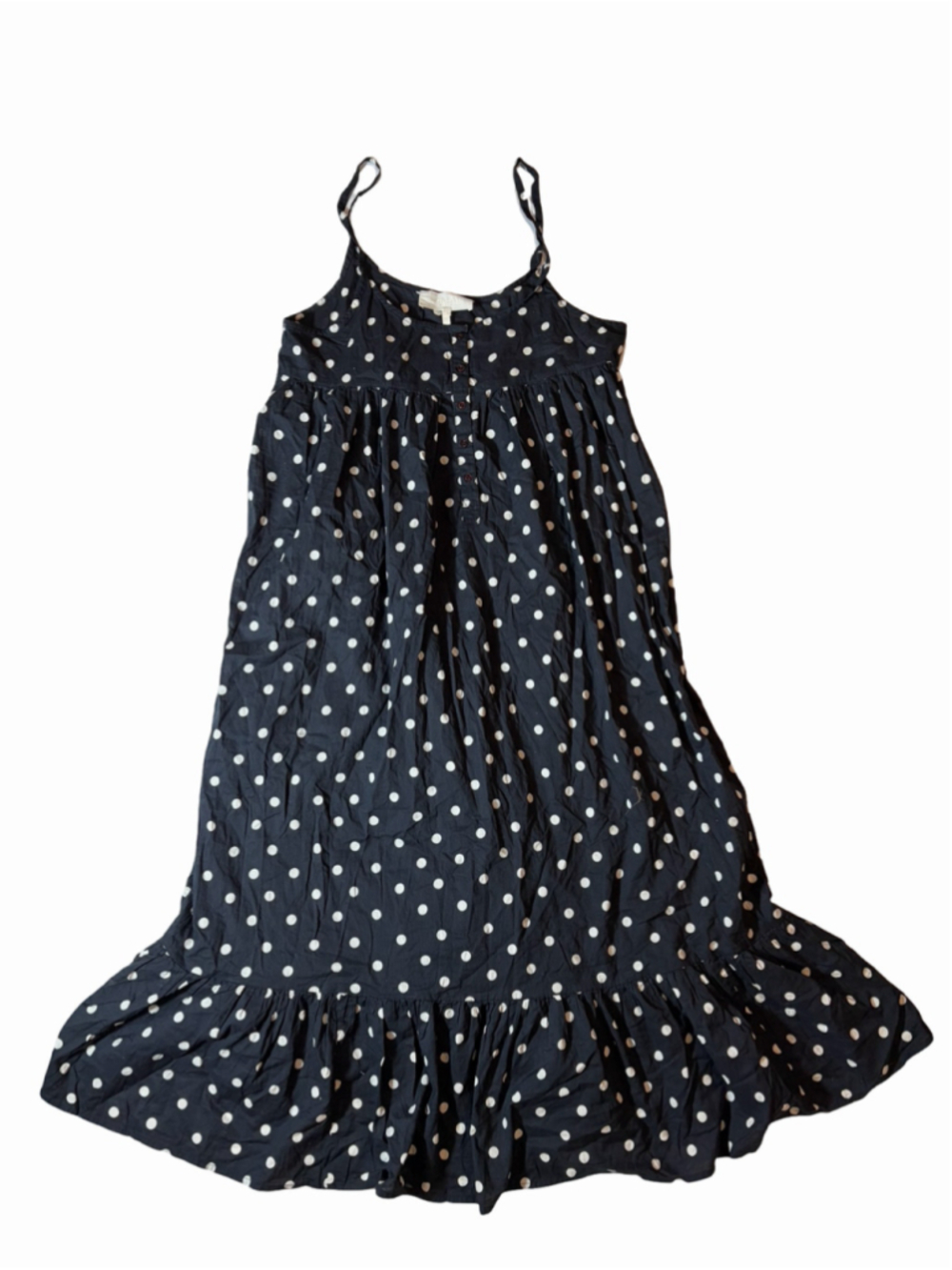 The Great Sleep Size 1 Black Cream Polka Dot Ruffle Nightgown Lounge Dress
